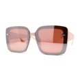 thumbnail image 3 of Womens Rectangle Rimless Thick Plastic Retro Designer Sunglasses Beige Brown Mirror, 3 of 4