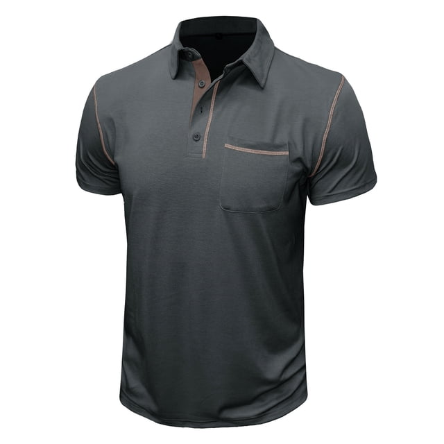 Dvkptbk Hommes Manches Courtes Uni Décontracté Mode Col Rabattu Chandail Boutons T-Shirt Blouse en Liquidation