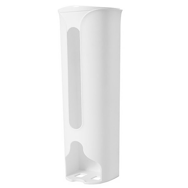 Kitchen Wall-Mounted Plastic Bag Storage Plastic Bags Plastic Holder Garbage Pouch Saver Organizer Dispenser, White