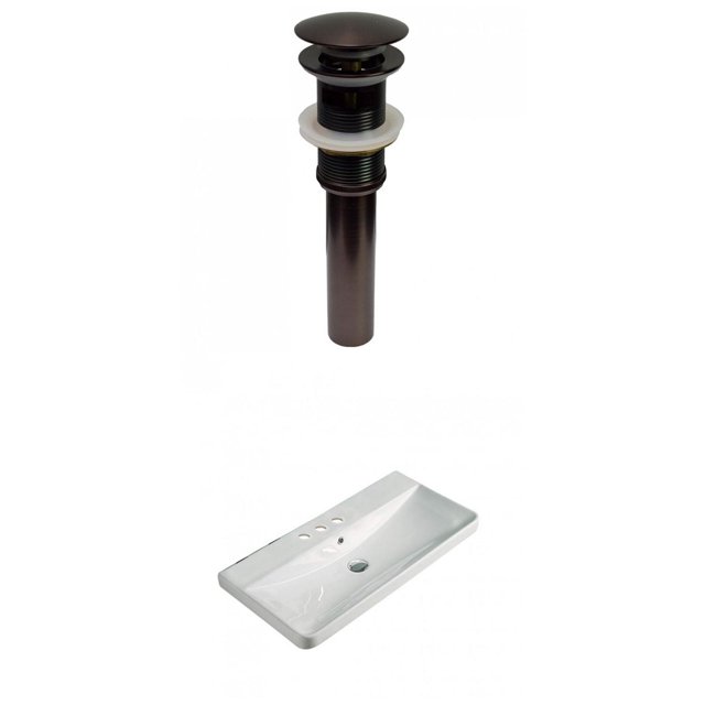 American Imaginations 31.89-in. W 3H4-in. Ceramic Top Set In White Color - Overflow Drain Incl. AI-30773