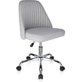 thumbnail image 1 of Chaise de Bureau à Domicile Moderne en Tissu de Lin, Chaise d'Ordinateur Pivotante Réglable à Dossier Mi-Haut, Mignonne Chaise de Travail Rembourrée Sans Accoudoirs, Gris, 1 of 9