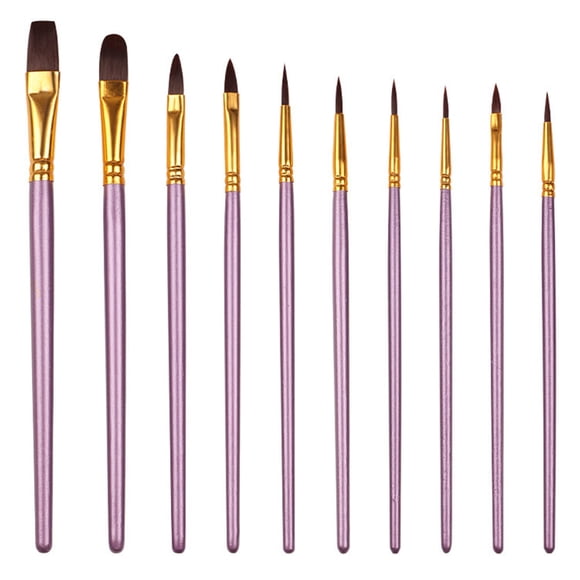 Shisuyan Ensemble de 10 Pinceaux en Nylon Peinture Manche en Bois Pinceaux Violets pour Étudiants Pratique de Peinture