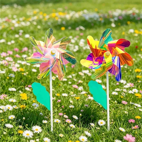 Usloyux 2Pcs Windmill Product, Colorful DIY Wind Spinner Craft Kit, Outdoor Garden Yard Decoration, Handmade Windmill Prop forChildrenKids Party Favor, Summer Spring Festival Activity