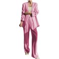 thumbnail image 1 of Timegard 2 Piece Suits Set for Women Button V Neck Open Front Jackets Business Office Wide Leg Pant Blazer Outfits, 1 of 6