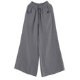 thumbnail image 4 of Women‘s Spring Summer Solid Color Elastic Waist Cotton Linen Versatile Straight Tube Casual Wide Leg Pants, 4 of 4