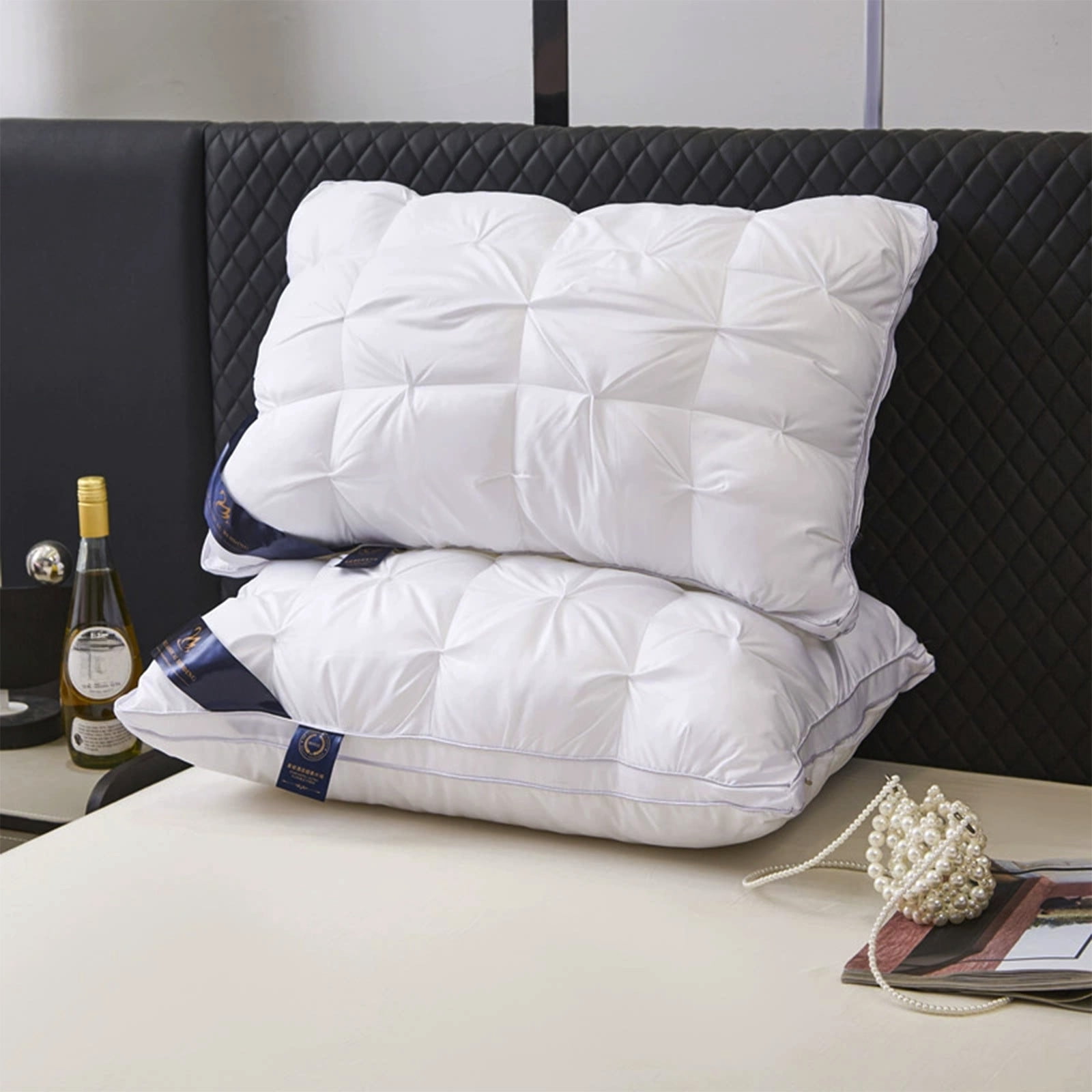 Danhjin Pillows Twisted Down Pillow WashableBedding Size Bed Pillow White Cool Hotel Quality Corner Propped Pillow For Back Flat Or Side Sleeping