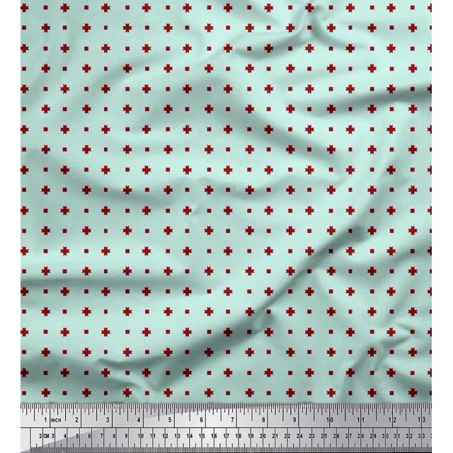 Soimoi Cotton Cambric Fabric Square & Plus Sign Shirting Decor Fabric Printed Yard 42 Inch Wide