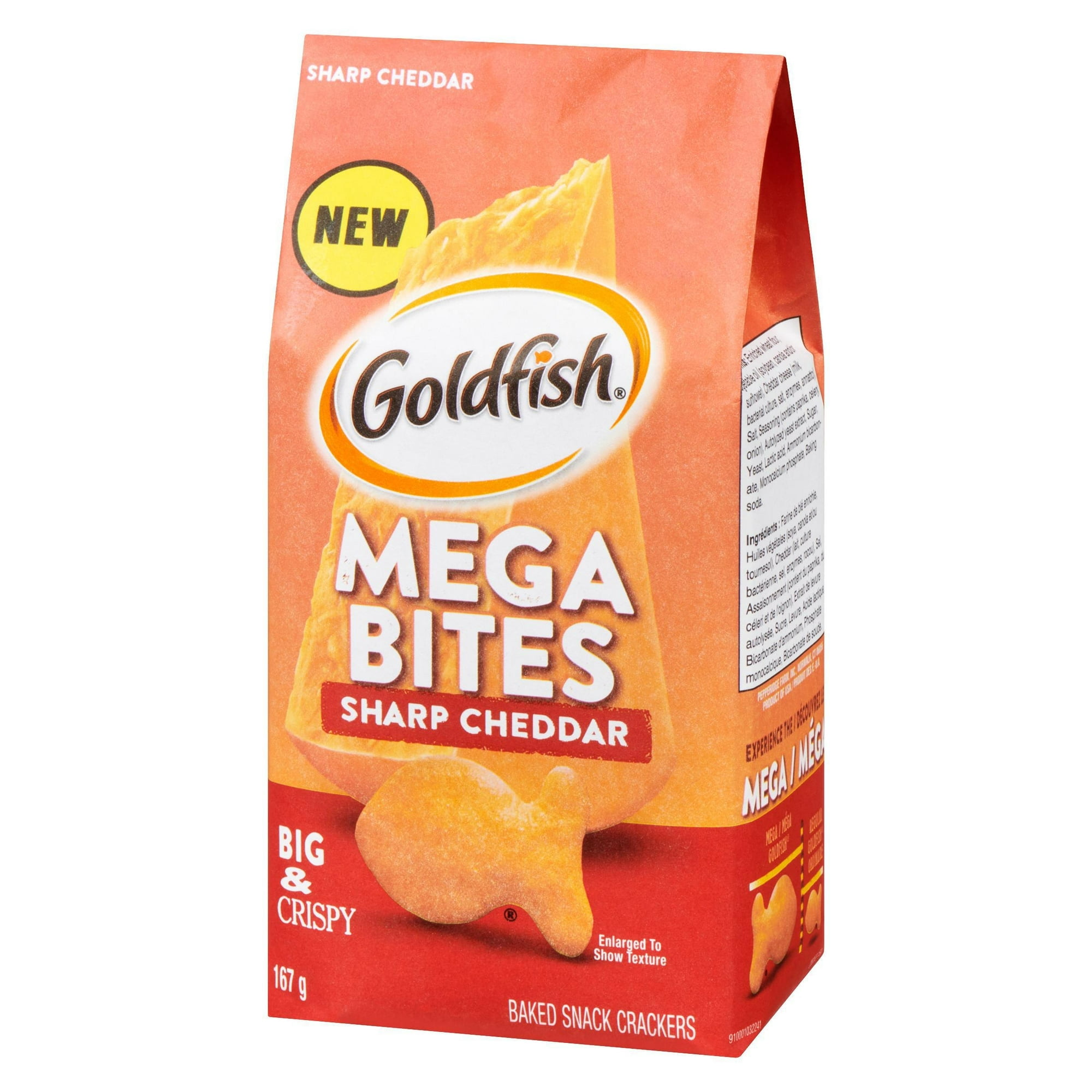 Craquelins Goldfish(MD) Mega Bouchées Cheddar Fort, Sachet de 167 g