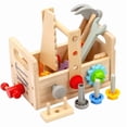 thumbnail image 2 of QTOCIO Children's Wooden Tool Set Workbench Toddler Repair Toolbox Includes Screws And Hand Tools Educational Building Toy Suitable For Boys Aged 1-3, 2 of 4