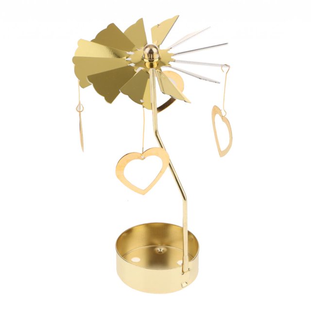 GUOOL Christmas Decor Rotating Candle Tea Light Holder Candlestick Gold Heart