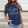 thumbnail image 2 of WEIYLL T-Shirts pour Femmes Manches Courtes Imprimé Lettre Blouse Bleue Tailles TTTG, 2 of 4