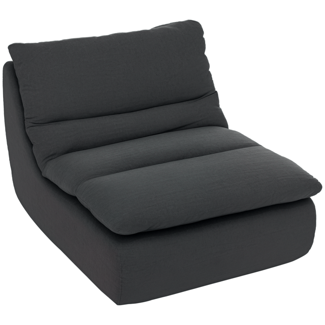 HOMCOM Canapé de Sol avec Mousse Unique, Chaise de Sol Sans Accoudoirs, Gris