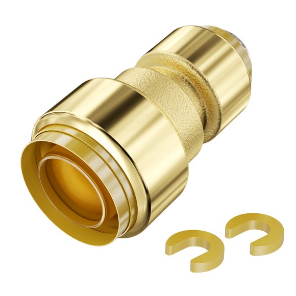 KFFKFF Pipe Fittings, 1/2"-3/4" 12PCS Brass Pipe Fittings, Straight-Through Push-Fit Pipe Connector Brass Air Fittings, Heavy Duty Plumbing Fittings Adapter