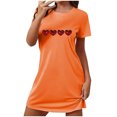 thumbnail image 1 of Chemise de Nuit pour Femme à Manches Courtes, Vêtement de Nuit Confortable, T-Shirts de Nuit Imprimés à Col Rond, Robe de Sommeil Tee, Robe de Pyjama Douce et Ample, Orange G, 1 of 5
