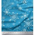 thumbnail image 1 of Soimoi Blue polyester Crepe Fabric Snow Flakes Floral Printed Craft Fabric by the Yard 52 Inch Wide, 1 of 5