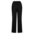 thumbnail image 4 of Womens High Waist Casual Linen Pants Drawstring Straight Leg Lounge Pants Trousers with Pockets, 4 of 6