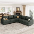 thumbnail image 1 of HONBAY Sectional Modular L-Shaped Corner Sofa Corduroy Couch for Living Room, Green, 1 of 9