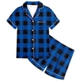 thumbnail image 1 of MIASHUI Pyjama pour Enfants Filles Garçons Doux et Confortable à Carreaux Pyjama Ensemble 2 Pcs, Bleu, 6-7 Ans, 1 of 4