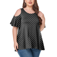 thumbnail image 1 of CHUANK Women‘s Plus Size Cold Shoulder Tunic Top Summer Short Sleeve Blouse, 1 of 7