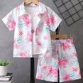 thumbnail image 4 of MIASHUI Toddler Boy Beach Outfit Set Summer Print Button Down Shirt Short Pants,White,3-4 Years, 4 of 7