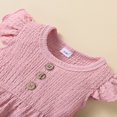 thumbnail image 4 of Baby Girls Fly Sleeve Romper Fashion Solid Color Button  Neck Ruffle Triangle Jumpsuits, 4 of 7