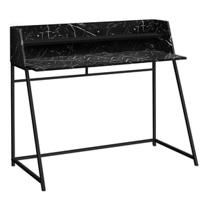 Monarch Specialties Bureau d'ordinateur, Bureau à la maison, Ordinateur portable, étagères de stockage, 48"l, Travail, Métal, stratifié, Black Marble Look, Contemporain, Moderne