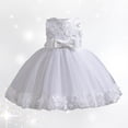 thumbnail image 2 of MIASHUI Robe de Demoiselle d'Honneur Élégante en Dentelle Sans Manches Robe de Princesse avec Nœud, Blanc, 6-7 Ans, 2 of 6