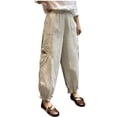 thumbnail image 2 of Simua Women's Harem Pants, Vintage Lace Embroidered Patchwork High Waist Ruffle Trousers with Pockets, 2 of 5