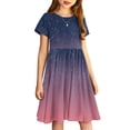 thumbnail image 4 of Soldes de Liquidation Aujourd'hui Offres Iumwxz Robe Décontractée Trapèze Robe Tunique pour Adolescentes Robe Col Rond Imprimé Dégradé Manches Courtes Robes pour Adolescentes Robe Élégante pour Fête des Fêtes 4-14a, 4 of 7