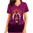 thumbnail image 1 of RKSTN Women Tops Short Sleeve V-neck Tops Working Uniform Halloween Printed with Pockets Blouse Scrub Tops, 1 of 4