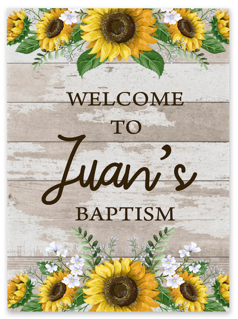 Darling Souvenir MADE WITH LOVE PersonalizedWelcomeSignFor Baptism,Sunflower BorderParty Supplies Great For Your Celebrations- 18x 12