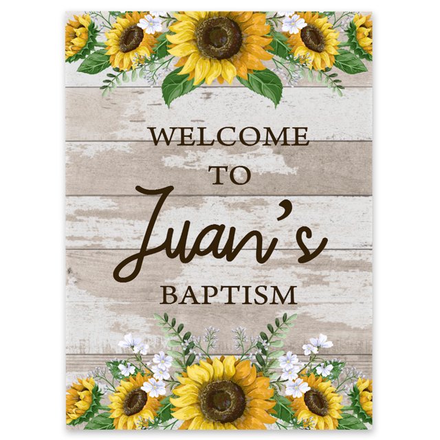 Darling Souvenir MADE WITH LOVE PersonalizedWelcomeSignFor Baptism,Sunflower BorderParty Supplies Great For Your Celebrations- 18x 12