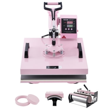 VEVOR Presse à Chaud 15x15 en 5 en 1 avec Gobelet 30oz T-Shirts Rose