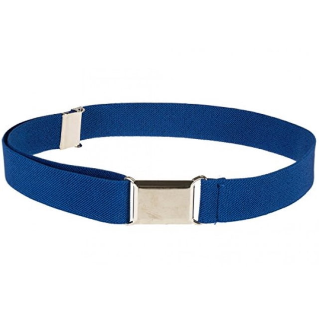 Kids Elastic Adjustable Strech Belt With Silver Square Buckle - Royal Blue