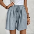 thumbnail image 2 of Women's Elastic Waist Knee Length Casual Cotton Shorts with Drawstring, 2 of 9