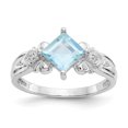 thumbnail image 1 of Bague en Or Blanc 10K avec Aigue-Marine et Diamant, 1 of 2