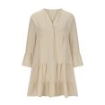 thumbnail image 4 of Gspmoly Robes pour Femmes, Robe à Manches Trompette Unie Plissée à Boutons à Manches Longues à Col en V, Robes de Travail pour Femmes jusqu'à 65 % de Rabais, 4 of 6