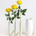 thumbnail image 2 of TETOU 5 Pcs Artificial Gold Flowers Silk Roses Real Touch Party Bridal Wedding Bouquet(Yellow), 2 of 6