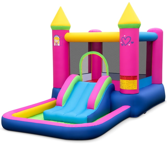 Patiojoy Kids Inflatable Bounce House Princess-themed Bouncy Castle with Slide Without Blower