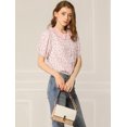 thumbnail image 3 of INSPIRE CHIC Women's Floral Puff Sleeves Pleated Collar Button Down Shirt, 3 of 4