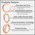 thumbnail image 3 of SURJDE 10Pcs Clicker Belly Button Ring for Women Surgical Steel CZ Belly Rings Simple Bar Reverse Curved Navel Rings Hoop Clicker Segment Belly Barbell Piercing Jewelry Gold Silver Rose Gold T, 3 of 7