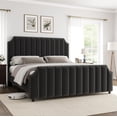 thumbnail image 2 of Queen Size Platform Bed Frame with 50.2in Headboard, Velvet Upholstered Bed Frame King with Vertical Channel Tufted Headboard & Footboard, Nailhead Trim, No Box Spring Needed, 2 of 9