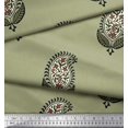 thumbnail image 3 of Soimoi Polyester Crepe Fabric Leaves & Paisley Block Print Fabric by The Yard 52 Inch Wide, 3 of 3