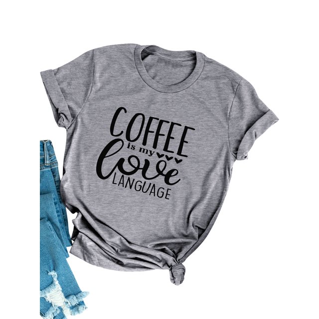 Hauts à Enfiler Imprimés Lettre "le Café Est Mon Amour" pour Femmes