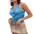 thumbnail image 2 of EIMELI Womens Summer Casual Tank Tops Solid Color Sleeveless Backless Hanging Neck Vest, 2 of 6