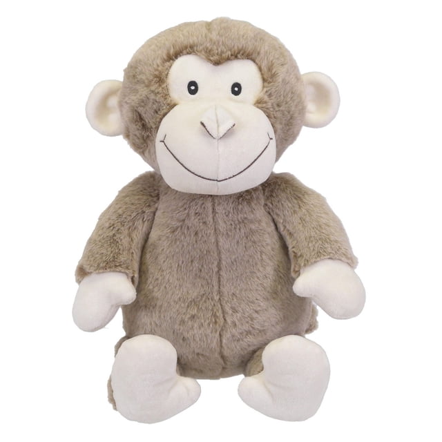 Kid Connection animal de jungle super Doux 12 Pieds'H Monkey Jouet en Peluche avec Tissu Soyeux Bicolore Brun Clair et Crème, Yeux et Bouche Brodés, texture de Fourrure Douce, et Mains et Pieds Couleur Crème, Mesurant 6.5"L x 9"P x 12"H, Idéal comme animal en Peluche Câlin pour Tous les Âges.