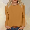 thumbnail image 2 of Timegard Womens Tops Long Sleeve Round Neck Solid Color Basic Tee Fall Casual Comfy Loose Tops Blouse, 2 of 5