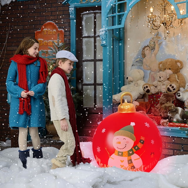 Leutsin Christmas Decorations Outdoor Indoor,Christmas Decorations For Home,60CM Outdoor Christmas Inflatable Decorated Ball Giant Christmas Inflatable Ball Christmas Tree Decorations with Lamp