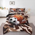 thumbnail image 1 of Erosebridal Ensembles de Couette Soccer Baseball Format Simple, Couettes et Duvets Camouflage Brun pour Enfants Ados, Réversible, 1 of 7