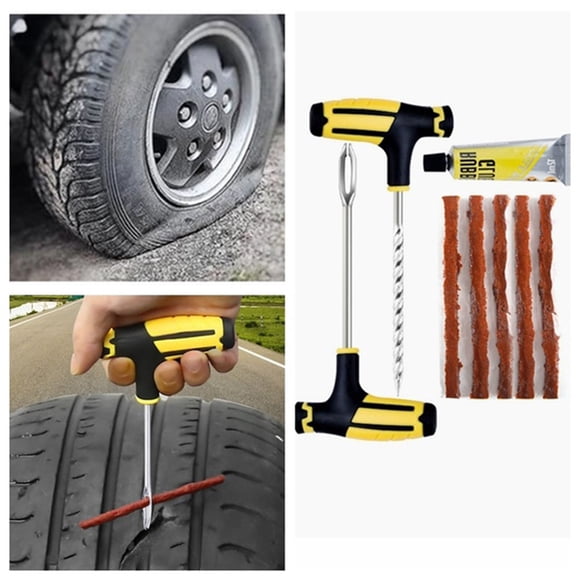 Essen 8 Pcs Outil de Réparation de Crevaison de Pneu Sans Chambre à Air pour Voiture/véhicule, Kit d'Aiguille pour Bouchons de Pneu